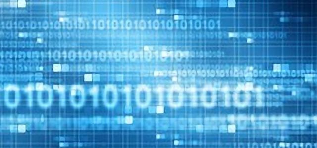 Einsen und nullen vor einem elektrisch blauen Hintergrund, der die digitale Welt darstellt